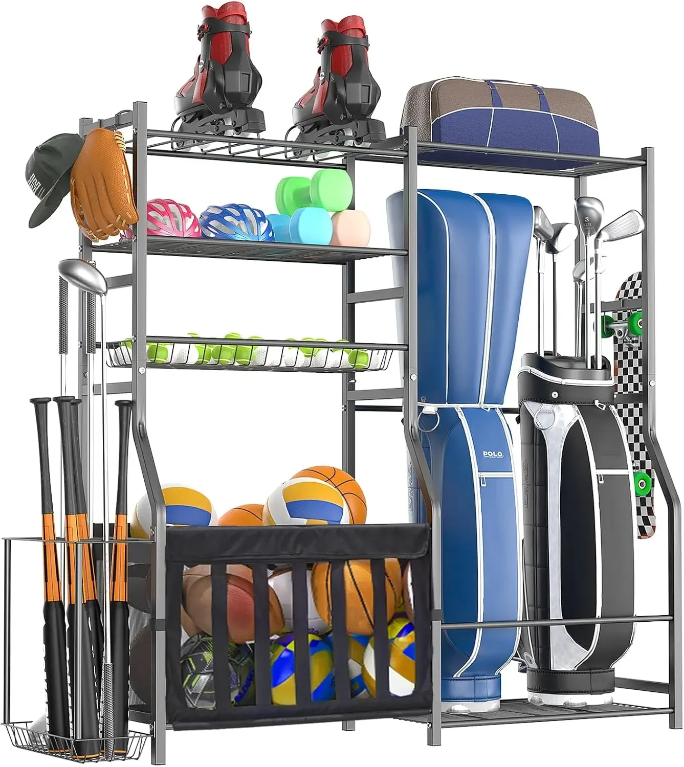 Sports Equipment Organizer Rack - Organizador de Equipamentos Esportivos para Garagem