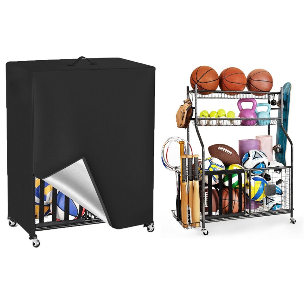Capa de rack de basquete garag - Sports Equipment Organizer Rack avaliação e preço